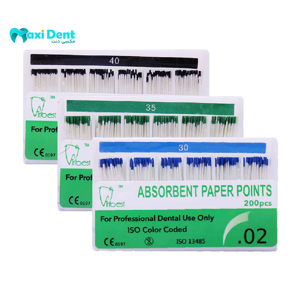 کن کاغذی جاذب تیپر ۲% Absorbent Paper Points برای خشک‌کردن کانال‌های ریشه