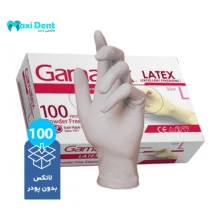 نمای نزدیک از بافت و ضخامت دستکش لاتکس Gama Tex