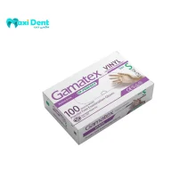 نمای اصلی بسته‌بندی دستکش معاینه وینیل بدون پودر Gama Tex