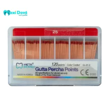 نمای نزدیک از گوتا پرکاهای سایزبندی شده Meta Biomed