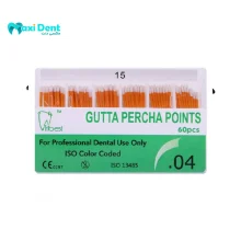 نمای نزدیک و بسته‌بندی گوتا پرکا پوینت تیپر ۴% Tribest جهت استفاده در درمان‌های اندودانتیکس