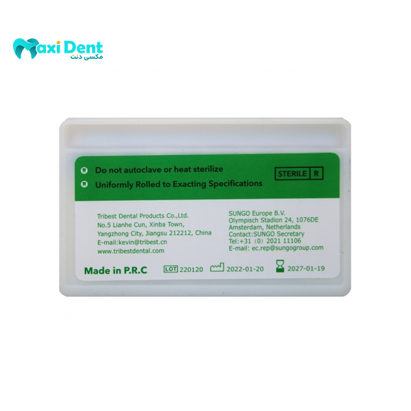 نمای نزدیک و بسته‌بندی کن کاغذی تیپر ۴% Tribest برای درمان‌های اندودانتیکس